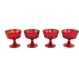Vintage Noritake Ruby Red Cadmium Sherbet Dessert Coupe Glass Set Of 4